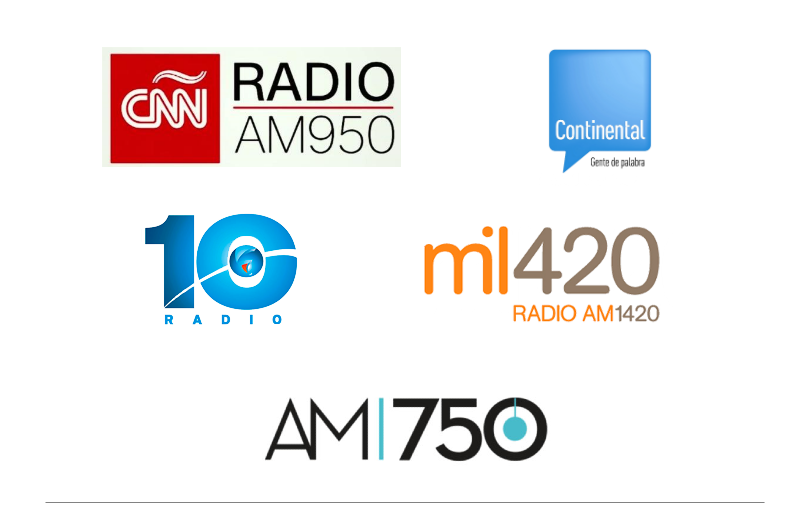 Radio 10, CNN en español, Radio Continental, Mil420 Dime